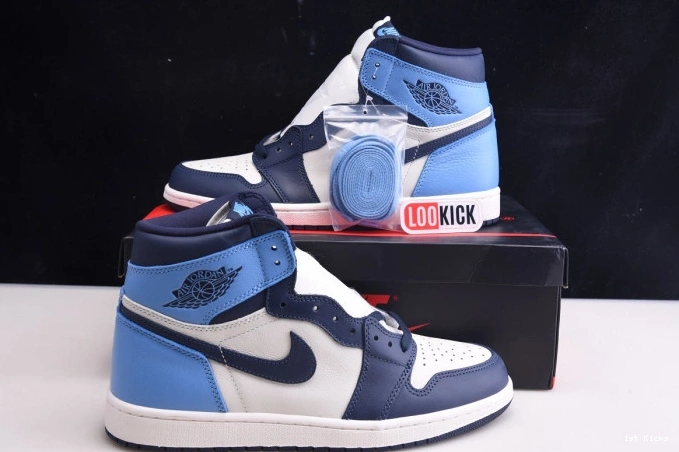 1st Kicks Retro OG Jordan High 1 Obsidian Air 555088-140 0705